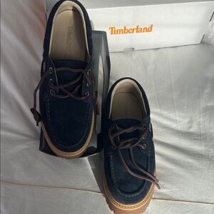 Timberland Women’s Dark Blue and Brown Boat Shoes